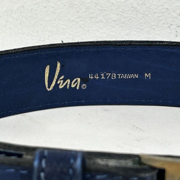 Vintage Vera Belt Size Medium Navy Blue Bronze Accents Statement Women\'s main image 6